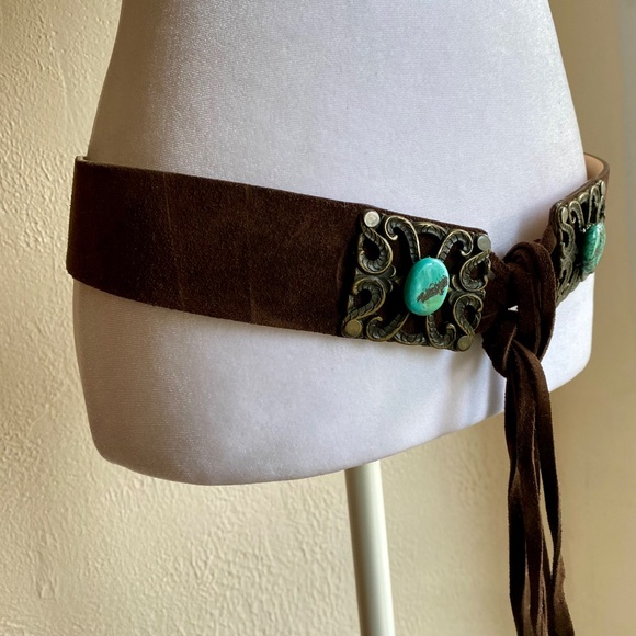 Vintage Streets Ahead suede and turquoise belt Size M/L - Picture 3 of 10